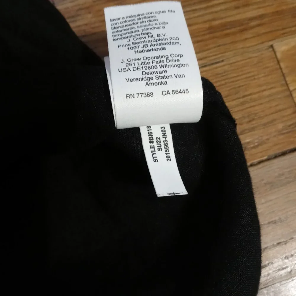 J.Crew Black Linen Mini Dress with Puff Sleeves Size M